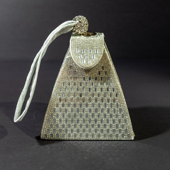 Verano Hill Crystal Pyramid Handbag – Silver Rhinestone Purse - Picture 2 of 5